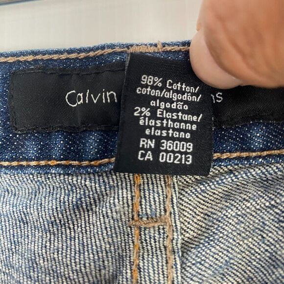 Calvin Klein Flare Bootcut Blue Jeans Women's Size 10 Stretch‎ embroidery - Picture 15 of 16